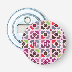 pink flowers and owls pattern bottle opener