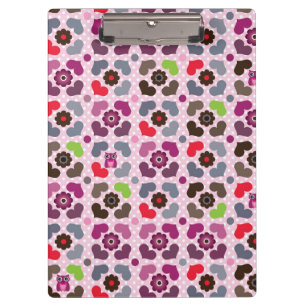 pink flowers and owls pattern clipboard