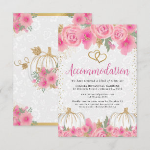 Pink Flowers and Pumpkins Wedding Accommodation Enclosure Card