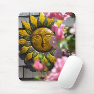 Pink Flowers and Sun - Martha's Vineyard Mouse Mat