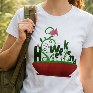 Pink Flowers And Vines Bold Text T-Shirt