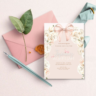 Pink Flowers Aqiqah Invitation