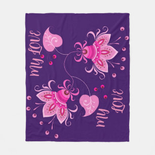 PINK FLOWERS AS GIFT FOR YOUR LOVER FLEECE BLANKET
