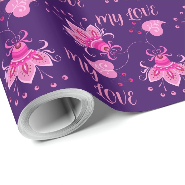 PINK FLOWERS AS GIFT FOR YOUR LOVER WRAPPING PAPER (Roll Corner)