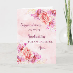 Pink Flowers Aunt Congratulations Graduation Card