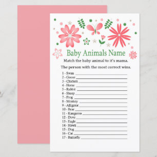 Pink Flowers Baby Animals Name Game