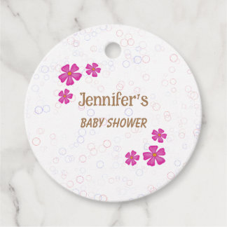 Pink Flowers Baby Girl Favour Tags