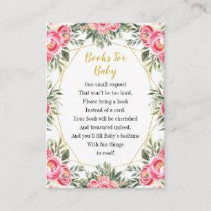 Pink Flowers Baby Shower Books For Baby Enclosure Card
