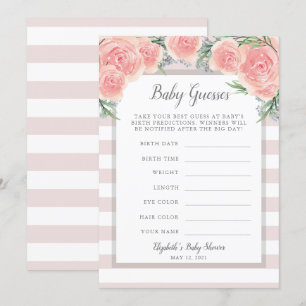 Pink Flowers Baby Shower Game Invitation