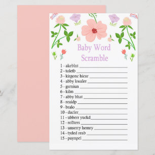Pink Flowers Baby word scramble game