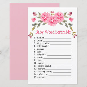Pink flowers Baby word scramble game