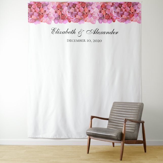 Pink flowers backdrop. Floral wedding background Tapestry (In Situ)