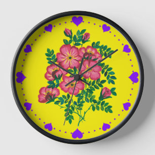 Pink Flowers Banquet Clock