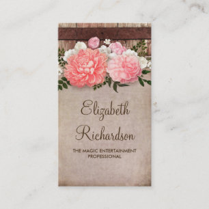 Pink Flowers Barn   Wood and Vintage Burlap Shabby Business Card