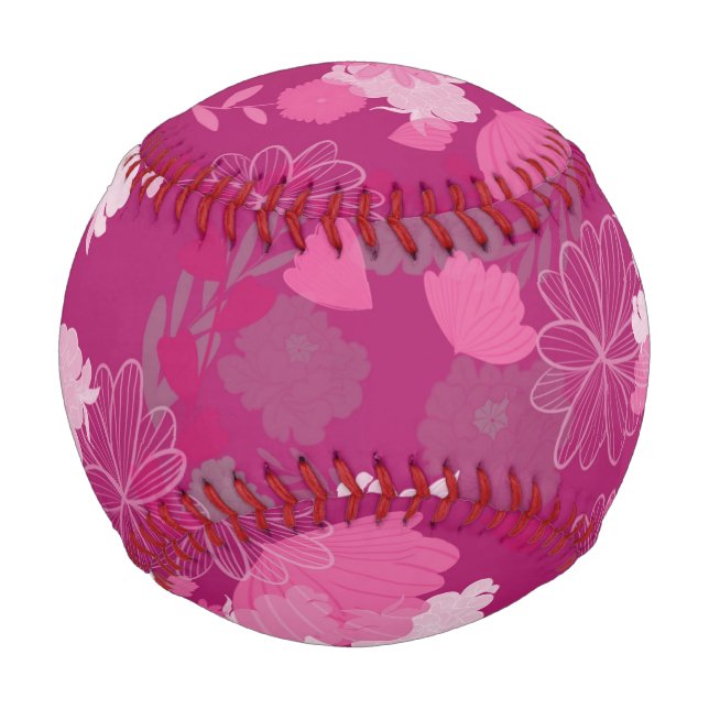 pink flowers baseball (Front)