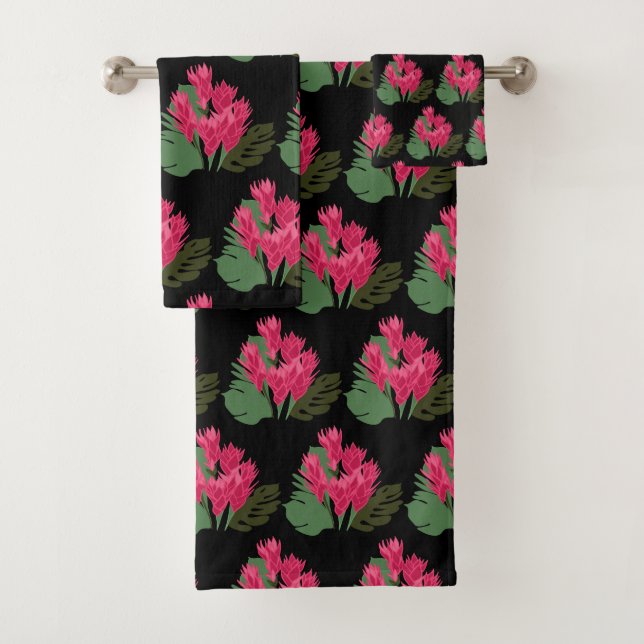 Pink Flowers Bath Towel Set (Insitu)