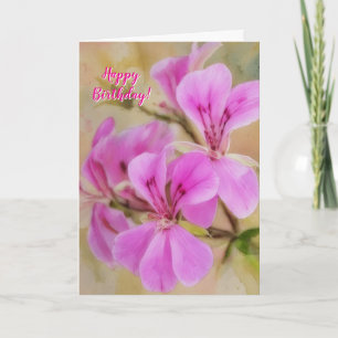 Pink Flowers Beautiful Birthday Card