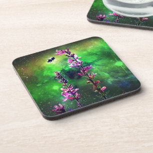 Pink Flowers & Bee Against The World Coaster