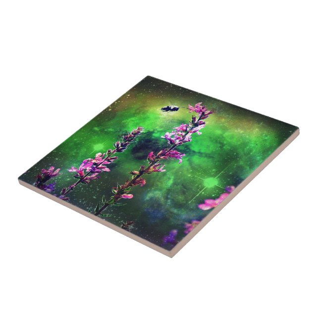 Pink Flowers & Bee Against The World Tile (Side)