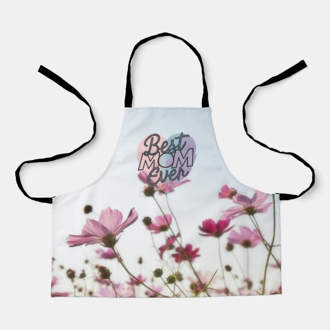 Pink Flowers Best Mum Ever Happy Mother's Day Apron (Front)