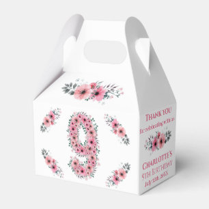Pink Flowers Big 9th Birthday Girl Green Foliage Favour Box