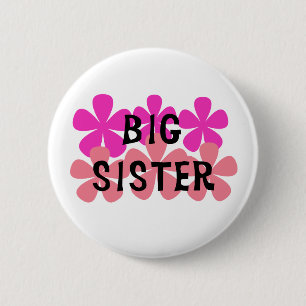 Pink Flowers Big Sister 6 Cm Round Badge