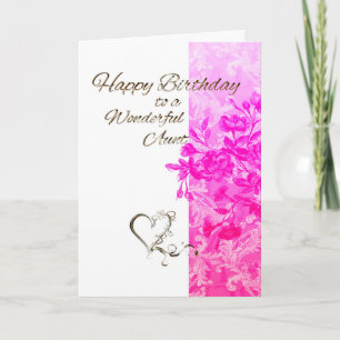 Pink Flowers Birthday Aunt Card