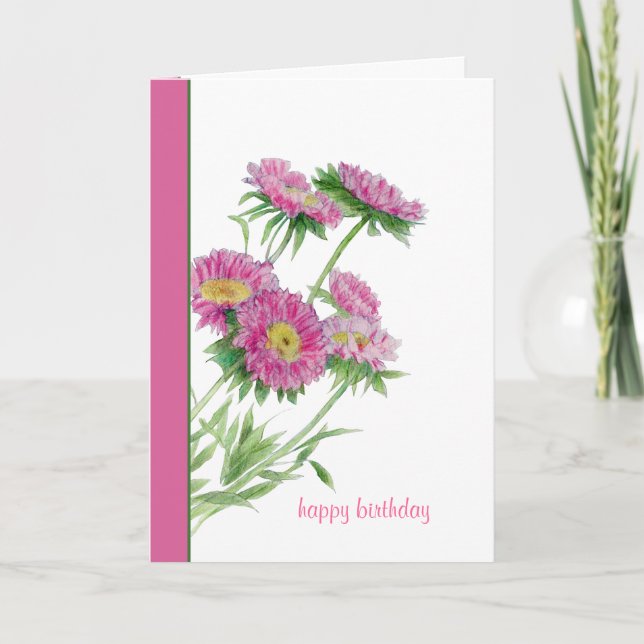 Pink Flowers Birthday Card (Front)