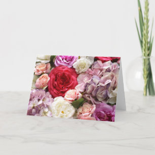 Pink Flowers Blank Floral Note Card 