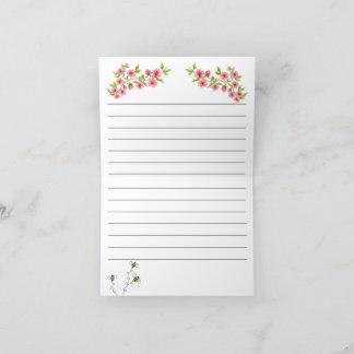 Pink Flowers Blank note card