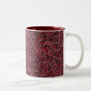 Pink Flowers, Blush Curves, fibre art felt pattern Two-Tone Coffee Mug