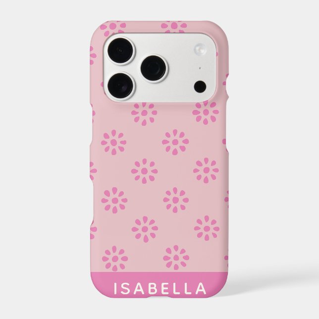 Pink Flowers Boho Aesthetic Pattern Personalised (Back)