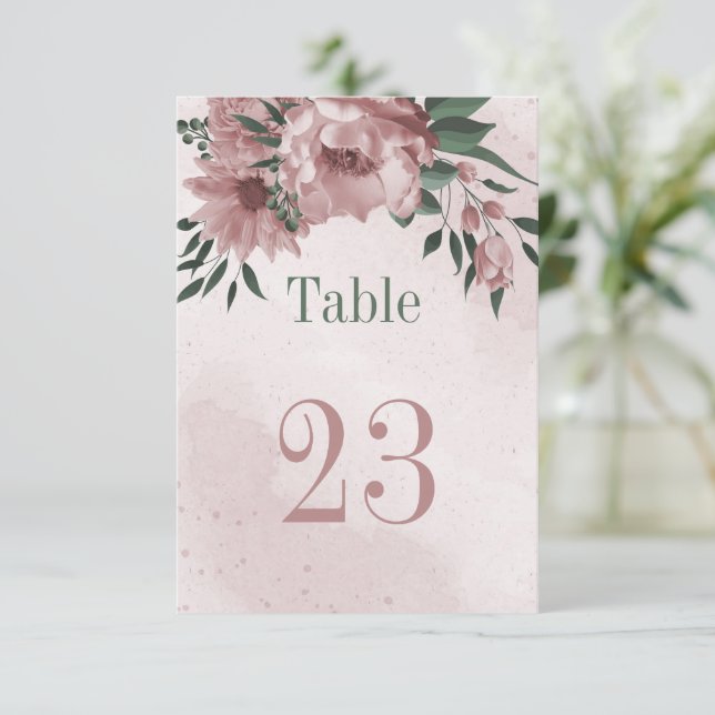 pink flowers botanical botanical table number  (Standing Front)