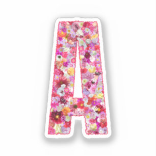 Pink Flowers Botanical Monogram Letter A For Her