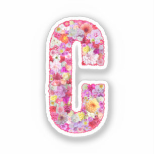 Pink Flowers Botanical Monogram Letter B For Her