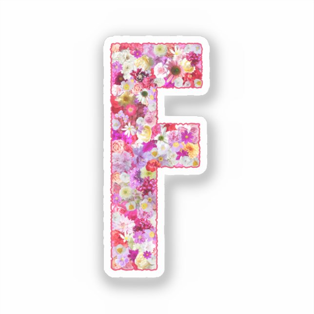 Pink Flowers Botanical Monogram Letter F For Her (Front)