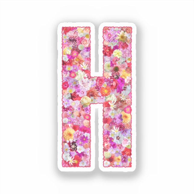 Pink Flowers Botanical Monogram Letter H For Her (Front)