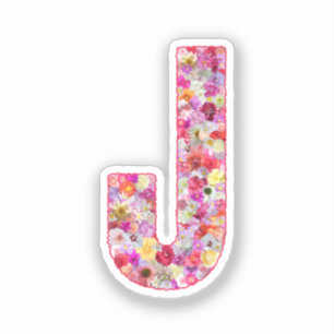 Pink Flowers Botanical Monogram Letter J For Her