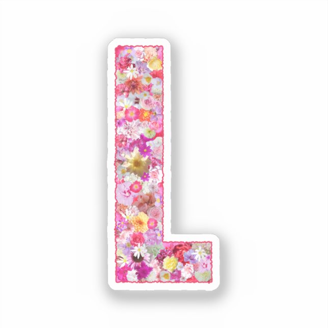 Pink Flowers Botanical Monogram Letter L For Her (Front)