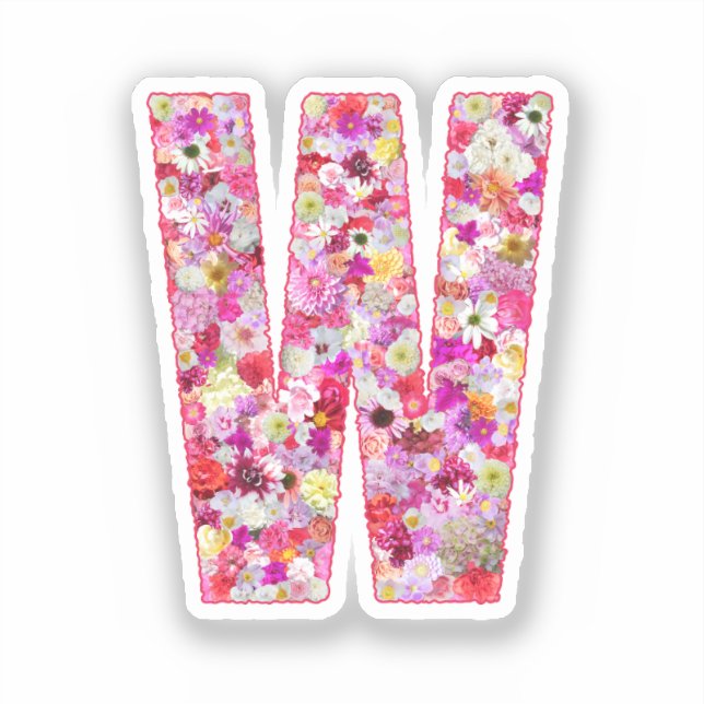 Pink Flowers Botanical Monogram Letter W For Her (Front)