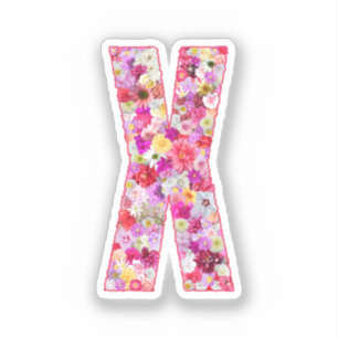 Pink Flowers Botanical Monogram Letter X For Her
