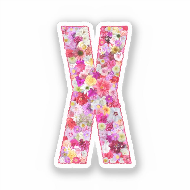 Pink Flowers Botanical Monogram Letter X For Her (Front)