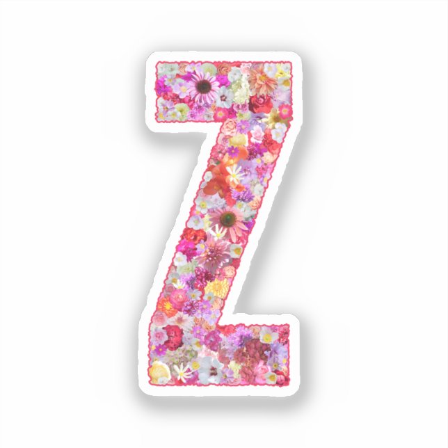 Pink Flowers Botanical Monogram Letter Z For Her (Front)