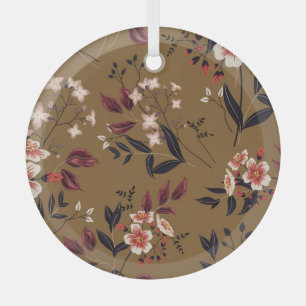 Pink flowers branch, abstract composition. glass tree decoration