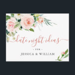 Pink Flowers Bridal Shower Date Night Idea Card<br><div class="desc">For further customisation,  please click the "customise further" link and use our design tool to modify this template. 
If you need help or matching items,  please contact me.</div>