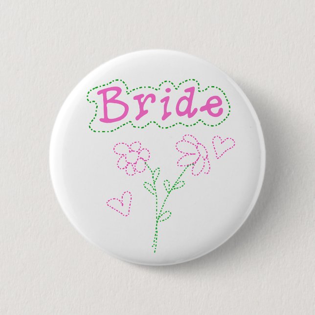Pink Flowers Bride 6 Cm Round Badge (Front)
