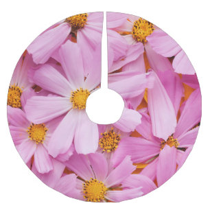 Pink Flowers Brushed Polyester Tree Skirt