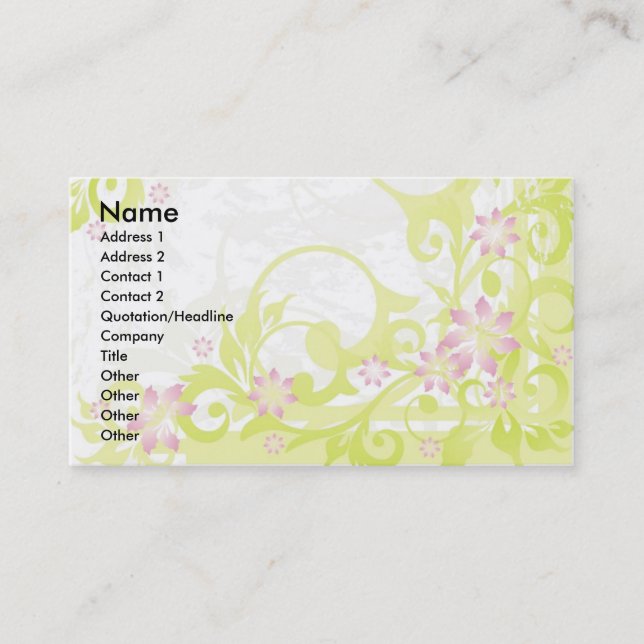 pink flowers business card (Front)