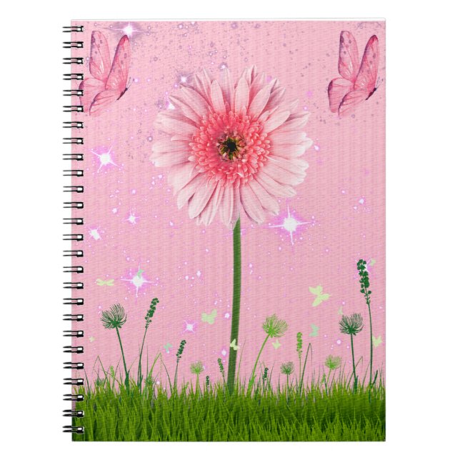Pink Flowers & Butterflies Notebook (Front)