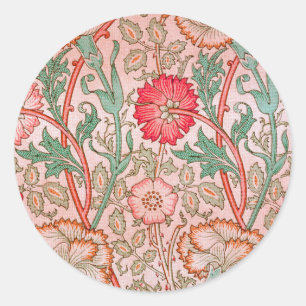 Pink flowers by William Morris  Classic Round Sticker